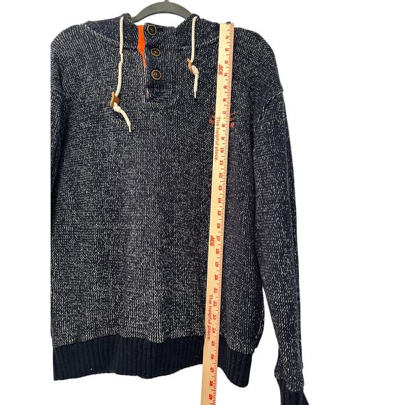 University of Virginia Cavaliers L Knit Hoodie Sweater COTTON Pullover Navy Blue - Picture 4 of 6